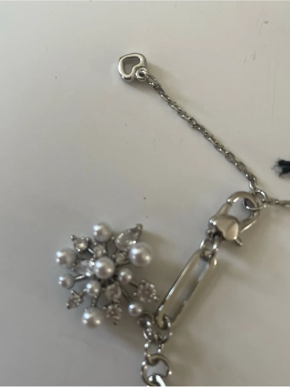 kate spade Silver Pearl & Crystal Charm Bracelet